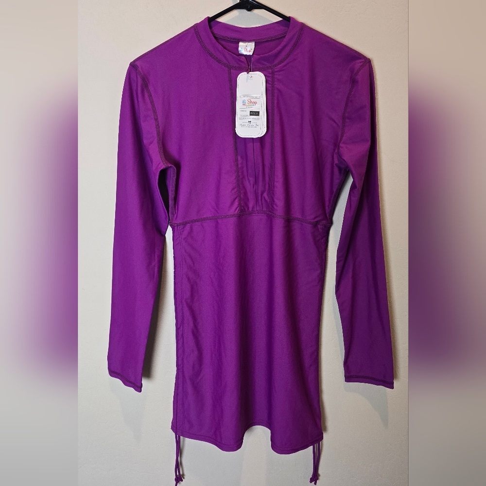ILIShop Purple Athletic Rouched Skirt Sides Women's Dress Medium NWT